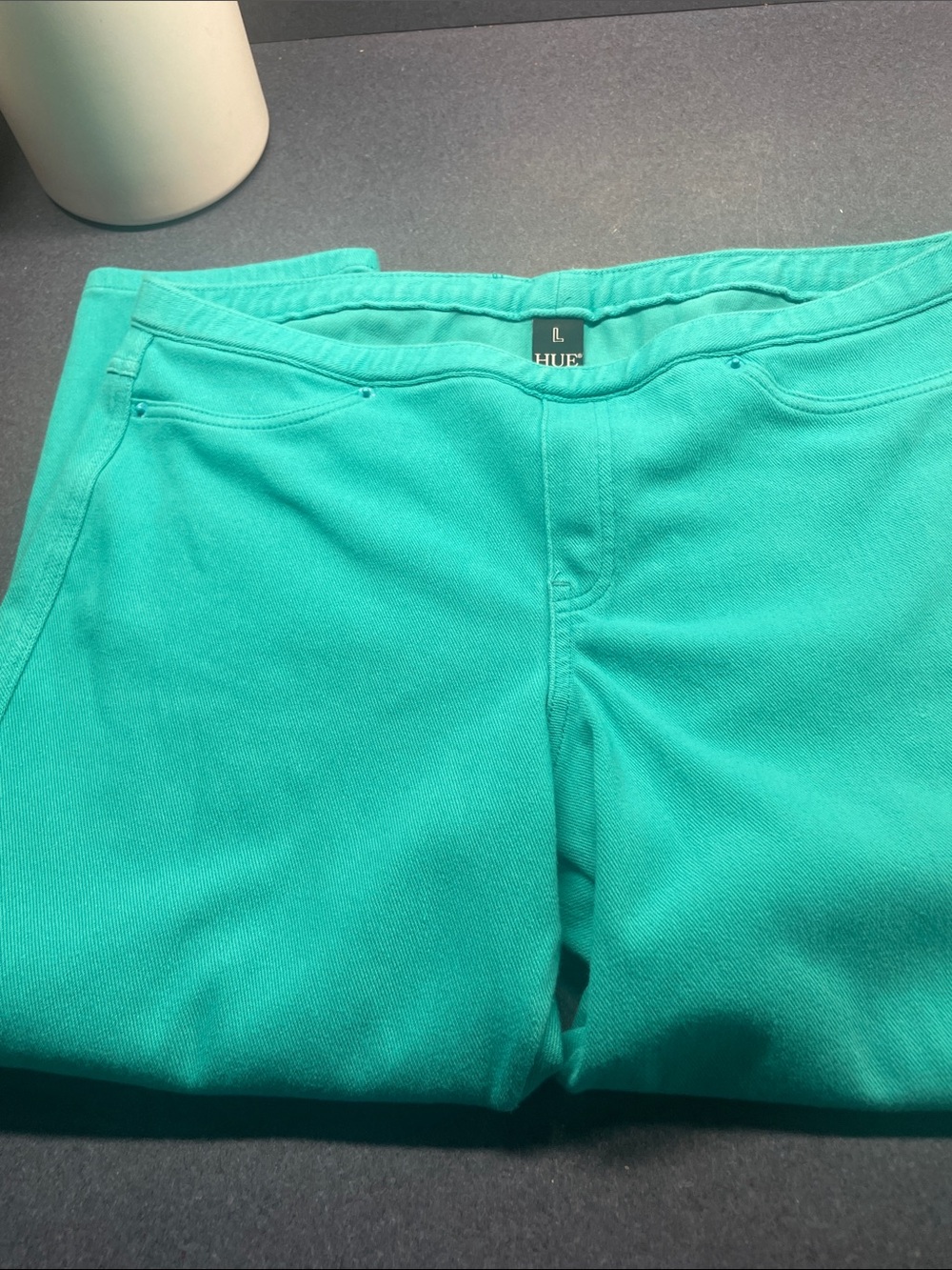 HUE womansTeal Chino-Style Stretch Pants